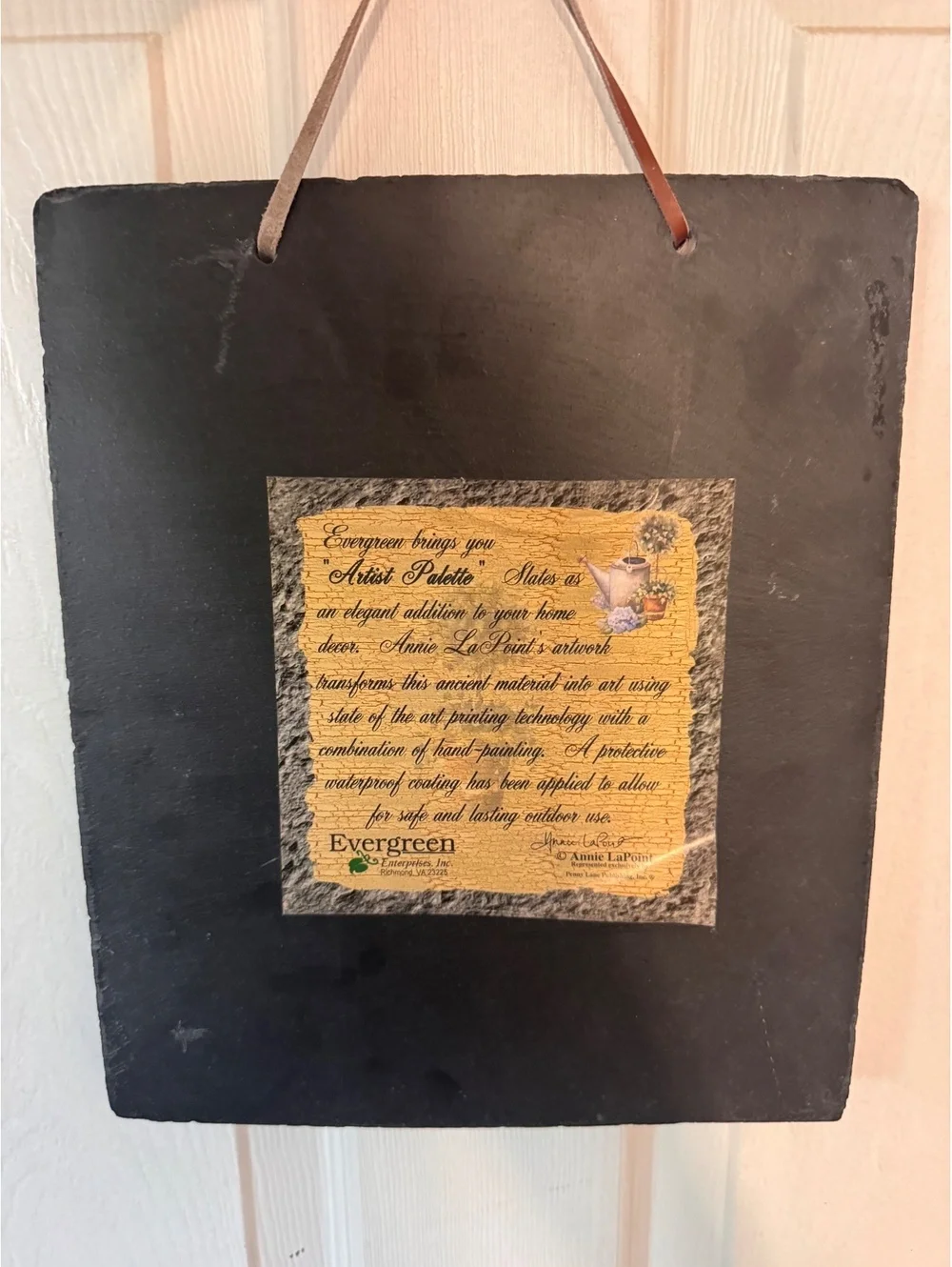 Annie LaPoint Artist Palette Decorative Slate Wall Hanging with Flower Pot Art
